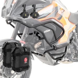 Set Pare carter + Phare Additionnel L2 compatible avec KTM 1290 Super Adventure R / S 21-24 noir + sacoches Motoguard