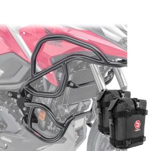 Set Pare carter haut bas + sacoches compatible avec Honda NC 750 X 21-24 Motoguard noir