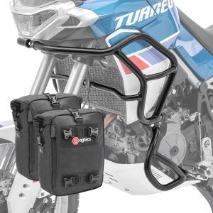Pare carter Set SG1 compatible avec Aprilia Tuareg 660 22-24 haut et bas crashbar + Sacoche pour pare carter paire 2x10L