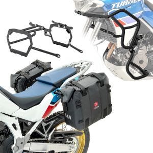 Pare carter Set SG1 compatible avec Aprilia Tuareg 660 22-25 haut et bas crashbar + Sacoches latérales XA32 + supports
