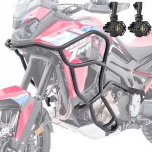 Set Pare carter + Phares Additionnels adapté a Africa Twin 1100 CRF 2024 Feux de brouillard Motoguard KT22