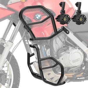 Set Sturzbügel + Zusatzscheinwerfer passend für BMW F 650 GS 00-07 Nebelscheinwerfer Motoguard schwarz SG53