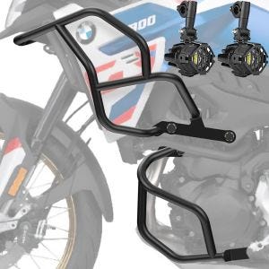 Set Sturzbügel + Zusatzscheinwerfer passend für BMW F 900 GS 2024 Nebelscheinwerfer Motoguard SN12
