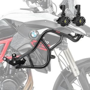 Set Pare carter haut + Phares Additionnels L adapté a BMW F 800 GS 13-17 Feux de brouillard Motoguard