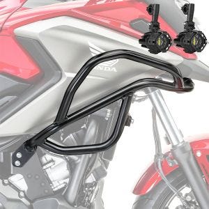 Set Sturzbügel oben + Zusatzscheinwerfer L passend für Honda NC 750 X / 700 X 12-20 Motoguard Nebelscheinwerfer