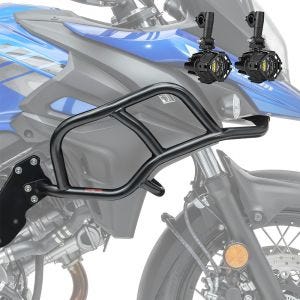 Set Pare carter haut + Phares Additionnels adapté a Suzuki V-Strom 650 / XT 17-24 Feux de brouillard Motoguard