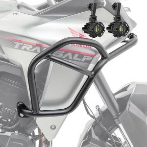 Set Sturzbügel oben + Zusatzscheinwerfer passend für Honda Transalp XL 750 23-24 Nebelscheinwerfer Motoguard HG14 schwarz