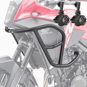 Set Sturzbügel oben + Zusatzscheinwerfer passend für Honda NX 500 2024 Nebelscheinwerfer HG44 Motoguard schwarz