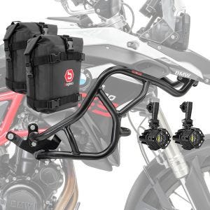 Set Pare carter haut + Phares Additionnels + sacoches adapté a BMW F 800 GS 08-12 Motoguard HG45