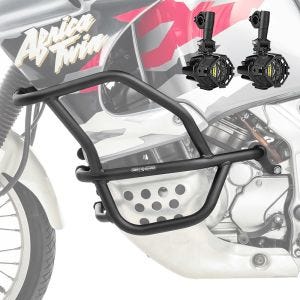 Set Sturzbügel + Zusatzscheinwerfer passend für Honda Africa Twin XRV 750 93-03 Nebelscheinwerfer Motoguard MK18