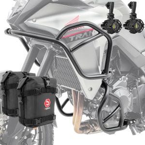 Set Sturzbügel + Zusatzscheinwerfer passend für Honda Transalp XL 750 23-24 + Taschen Motoguard SK2