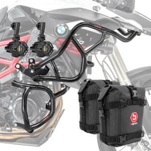 Set Pare carter + Phares Additionnels adapté a BMW F 800 GS 08-12 + sacoches Motoguard