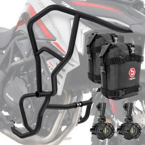 Set Pare carters + Phares Additionnels + sacoches adapté a Benelli TRK 702 / X 23-24 Motoguard KT57 noir