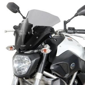 Bulle Racing compatible avec Yamaha MT-07 14-17 Pare-brise "NRM" avec kit de fixation MRA gris fumée