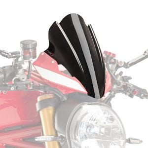 Nakedbike-Scheibe passend für Ducati Monster 1200 R 16-19 schwarz Windschild Puig New Generation Touring 8900N