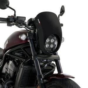 Verkleidungsscheibe passend für Honda Rebel 1100 CMX 21-24 Puig Anarchy 21090J Halbverkleidung mit Windschild matt schwarz