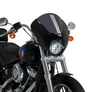 Demi-carénage compatible avec Harley Davidson Softail Low Rider 18-20 Puig Dark Night 21096F Semifairing avec pare-brise brillant noir fumé foncé
