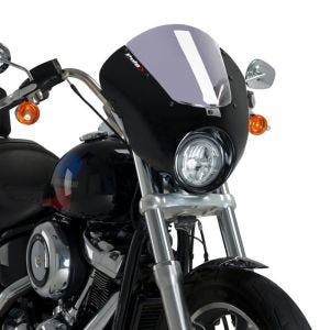 Demi-carénage compatible avec Harley Davidson Softail Low Rider 18-20 Puig Dark Night 21096H Semifairing avec pare-brise brillant noir gris fumé