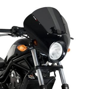Demi-carénage compatible avec Honda Rebel 500 CMX 17-19 Puig Dark Night 21100F Semifairing avec pare-brise brillant noir fumé foncé