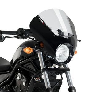 Demi-carénage compatible avec Honda Rebel 500 CMX 17-19 Puig Dark Night 21101H Semifairing avec pare-brise mate noir gris fumé