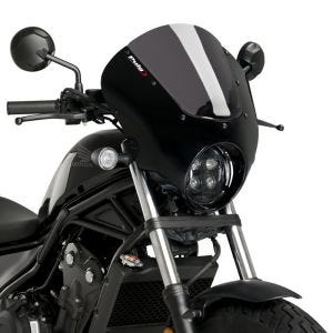 Demi-carénage compatible avec Honda Rebel 500 CMX 20-24 Puig Dark Night 21102F Semifairing avec pare-brise brillant noir fumé foncé