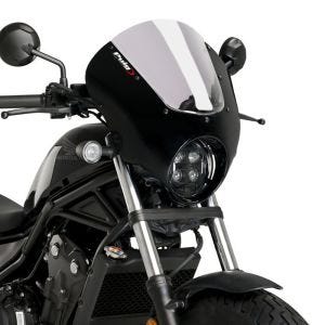 Demi-carénage compatible avec Honda Rebel 500 CMX 20-24 Puig Dark Night 21102H Semifairing avec pare-brise brillant noir gris fumé