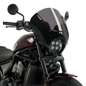 Verkleidungsscheibe passend für Honda Rebel 1100 CMX 21-24 Puig Dark Night 21104F Halbverkleidung mit Windschild glänzend schwarz dunkel getönt