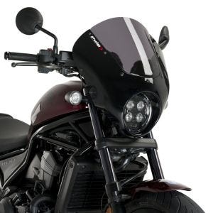 Demi-carénage compatible avec Honda Rebel 1100 CMX 21-24 Puig Dark Night 21104H Semifairing avec pare-brise brillant noir gris fumé