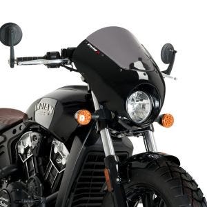 Demi-carénage compatible avec Indian Scout Bobber 18-23 Puig Dark Night 21107F Semifairing avec pare-brise brillant noir fumé foncé