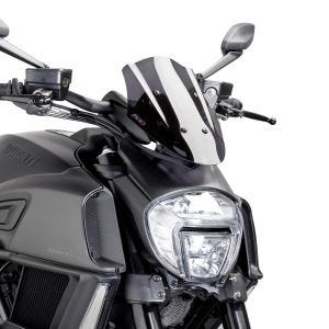 Pare-brise compatible avec Ducati Diavel 14-18 Puig 7592F New Generation Sport teinté foncé
