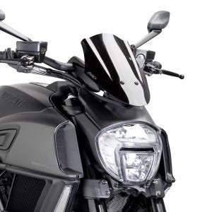 Nakedbike-Scheibe passend für Ducati Diavel 14-18 Puig 7592N New Generation Sport schwarz