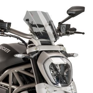 Nakedbike-Scheibe passend für Ducati X Diavel/S 16-18 Puig 8921H New Generation Sport rauchgrau
