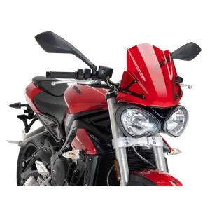 Nakedbike-Scheibe passend für Triumph Street Triple S 17-19 rot Windschild Puig New Generation Sport 9999R