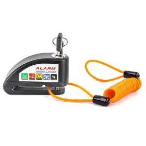 Bremssscheibenschloss Alarm mit Erinnerungskabel Tourtecs Diebstahlschutz Motorrad 110dB schwarz_1