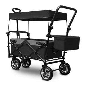Chariot à bras avec toit pliable Divit chariot de transport chariot de jardin pliable acier ME70 noir DPL1