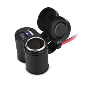 Bordsteckdose Motorrad Tourtecs ZA2 mit Zigarettenanzünder und USB-Port_1