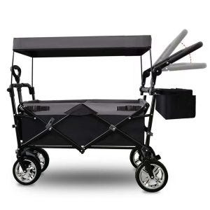 Chariot à bras avec toit pliable Divit chariot de transport chariot de jardin pliable acier ME70 noir DPLI1