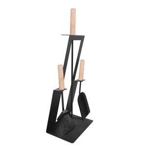 Kaminbesteck 4-teilig Divit Kamingarnitur Kaminzubehör mit Schaufel, Aschebesen und Schürhaken ME99 schwarz