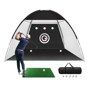 Golf Übungsnetz Cranit GN1 Übungskäfig mit Kunstrasenmatte schwarz