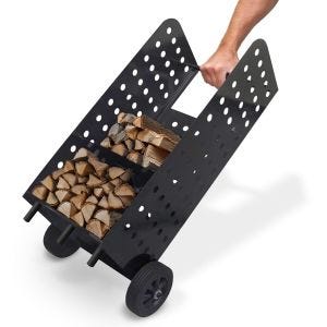 Kaminholzwagen 55 x 45 x 104cm Divit Feuerholzregal Stahl Kaminzubehör RE42 schwarz DPLI2