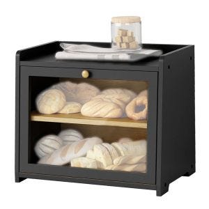Brotkasten BK25 Divit Brotbox aus Bambus mit 2 Ebenen schwarz