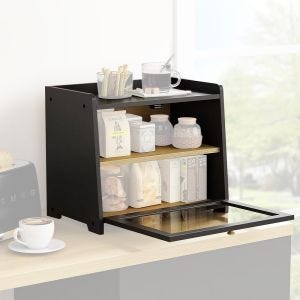 Brotkasten BK25 Divit Brotbox aus Bambus mit 2 Ebenen schwarz DPLI1