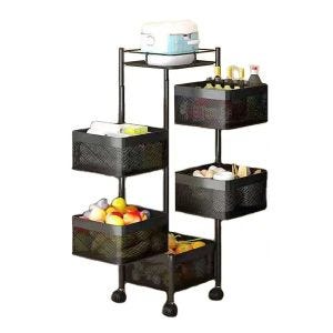 Desserte de cuisine sur roulettes 6 étagères Divit desserte desserte étagère de rangement rotative RE92 noir DPL1