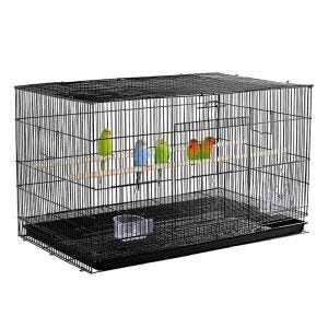 Cage à oiseaux avec poteaux en bois Volière à oiseaux Divit avec bac à poussière 76 x 45 x 46 cm PL8 noir