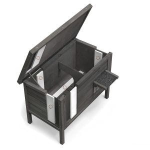 Maison extérieure d'hiver compatible avec chat Divit KH74, cabane en bois compatible avec animaux de compagnie résistante aux intempéries DPL2