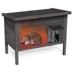 Maison extérieure d'hiver compatible avec chat Divit KH74, cabane en bois compatible avec animaux de compagnie résistante aux intempéries DPLI1