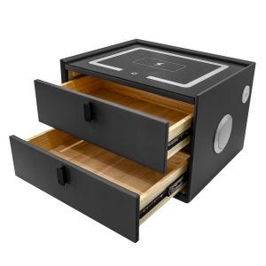 Table de chevet intelligente Table de chevet Divit NT15 avec haut-parleurs 10W, éclairage LED et recharge sans fil DPL4