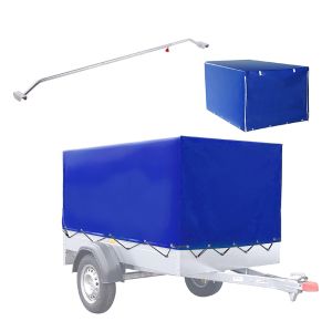 Planenbügel passend für Anhänger Flachplanen PF1 1140 mm + Anhängerplane mit Gummigurt 210 x 114 x 88cm Vanit 610 g / m² ME98 blau