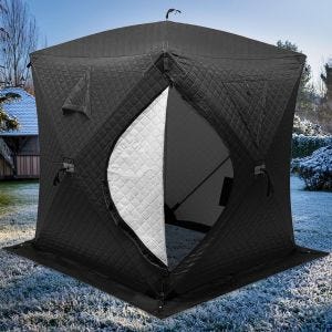 Tente de camping tente sauna 1-2 personnes étanche 180 x 180 x 210 cm GI92 noir DPLI1