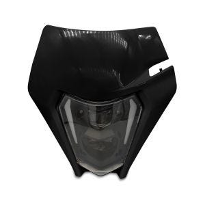 Phare LED + plaque Enduro Offroad Feux avant ECE homologué Universel XDure SW1 DRL noir
